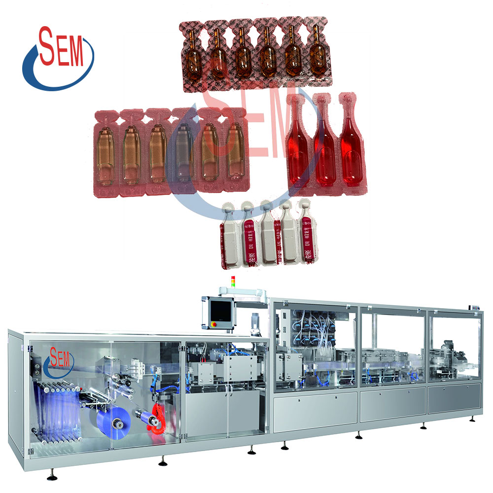 Plastic bottle forming oral liquid filling and sealing machine with labeling machine