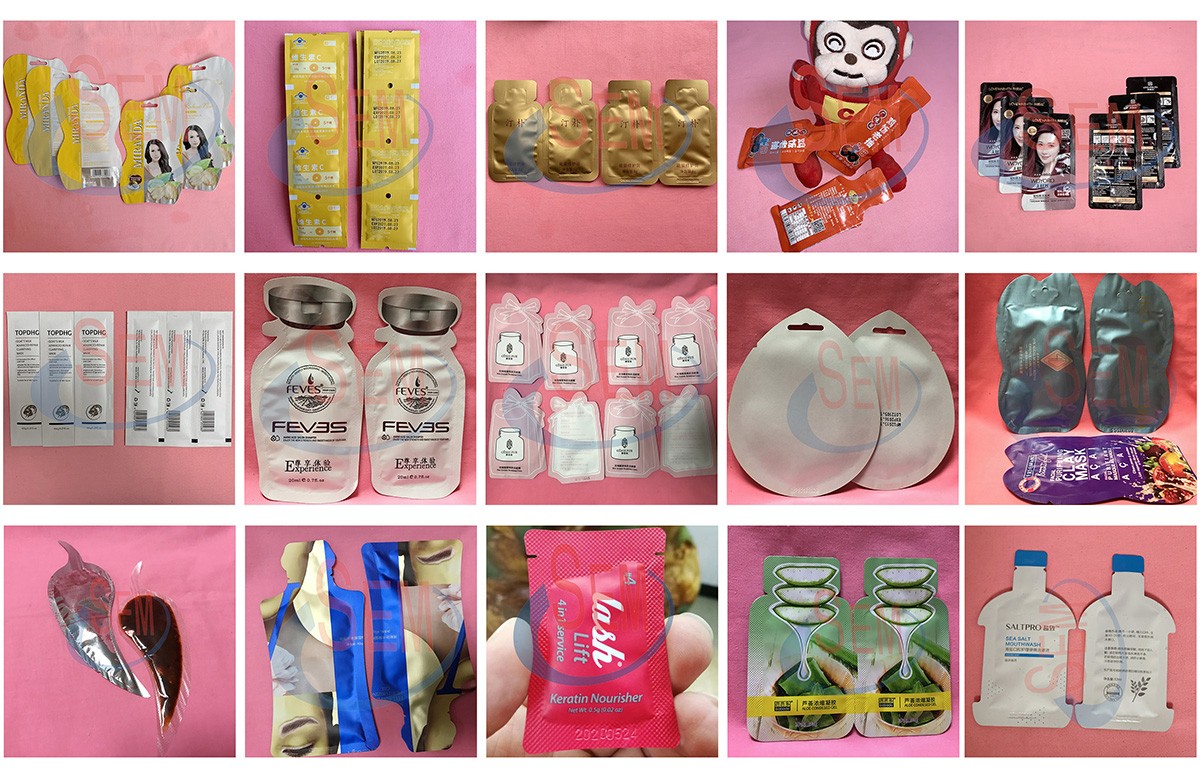 Automatic liquid paste gel cream jelly irregular shaped sachet pouch bag packaging machine