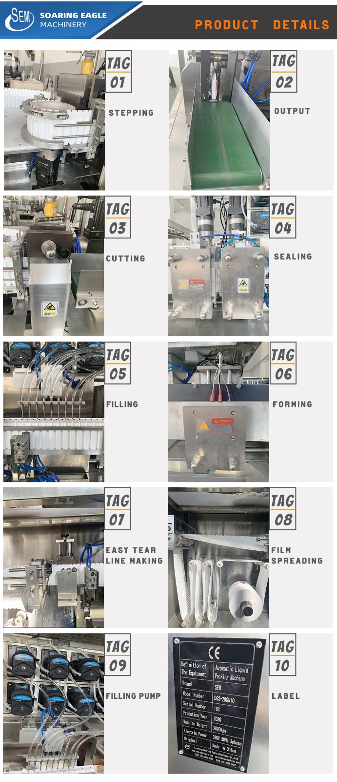 Automatic plastic ampoule liquid filling and sealing machine