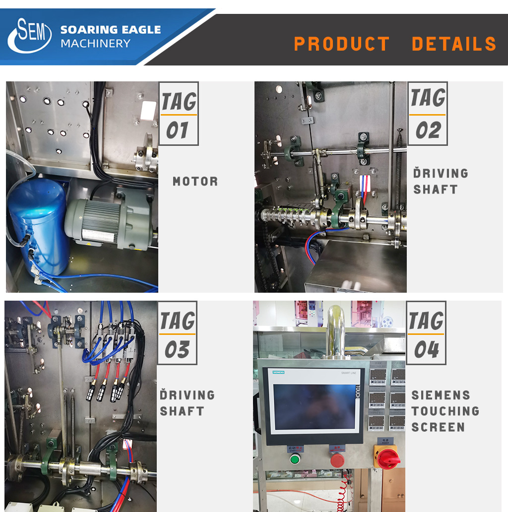 Automatic stand up pouch bag packing machine for liquid packaging.