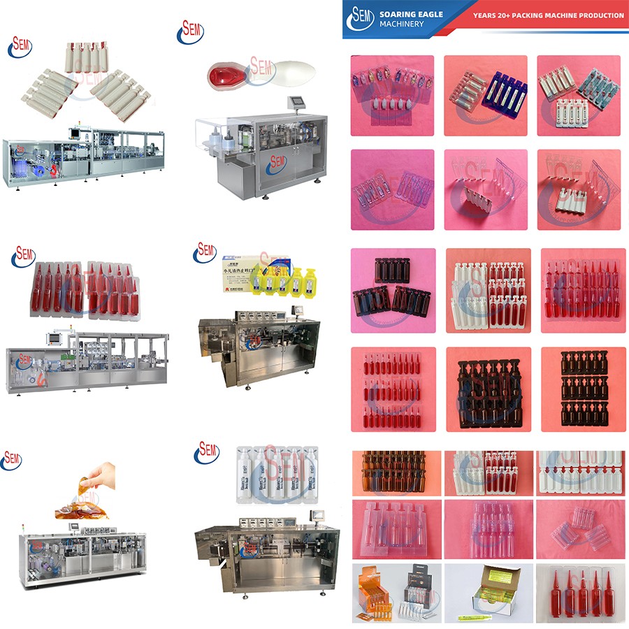 Various models of automatic ampoule filling and sealing machines: