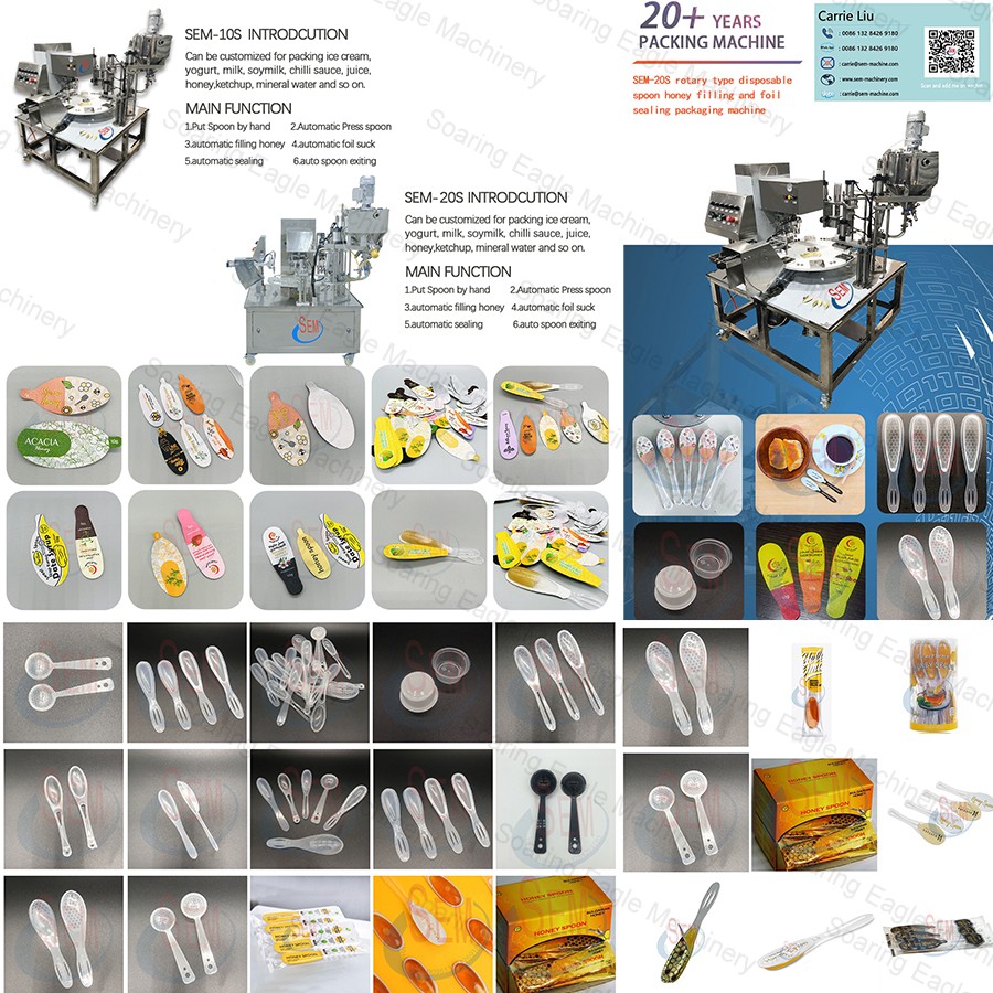 Semi-automatic honey spoon filling and sealing machine