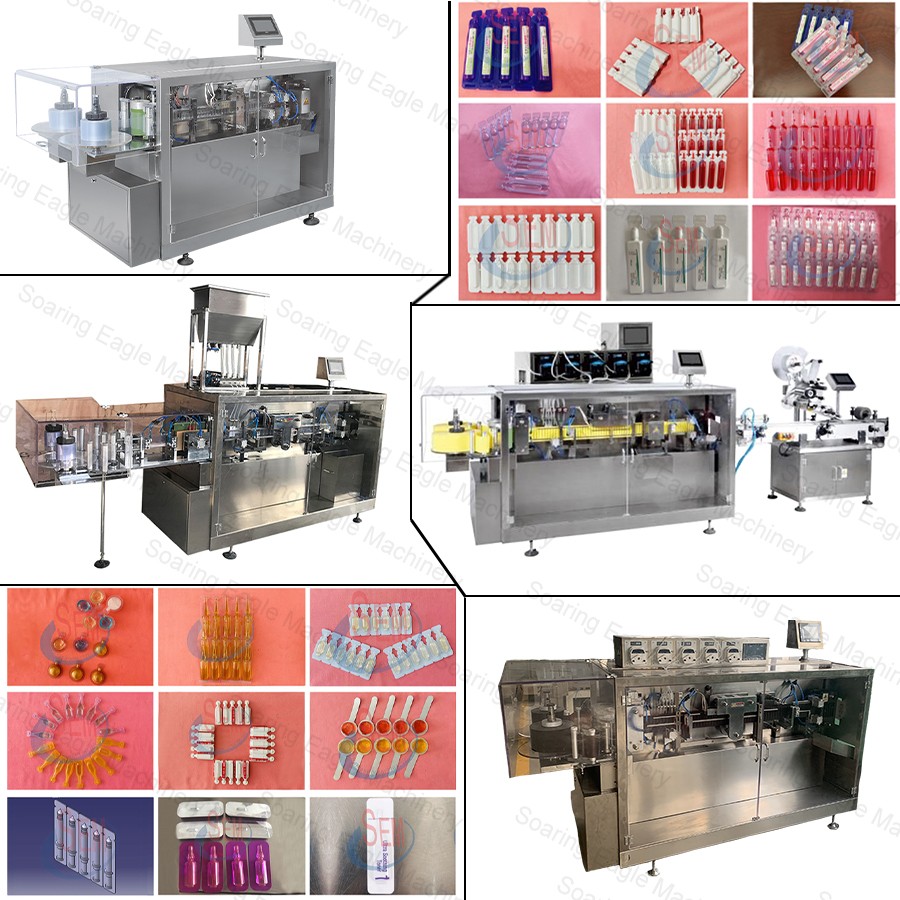 Automatic liquid plastic ampoule filling and sealing machine: