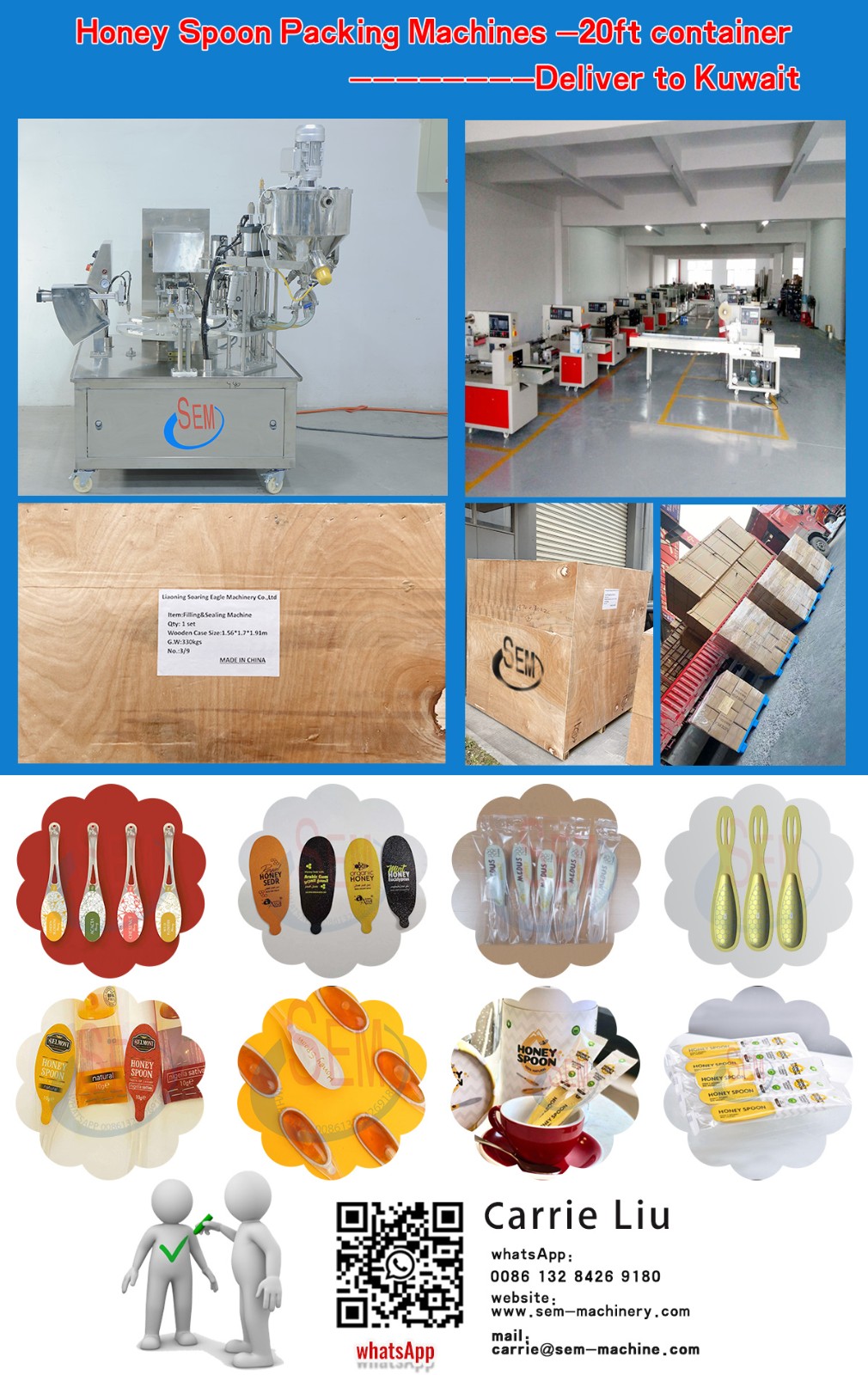 Honey spoon packing machine  delivered to Kuwait