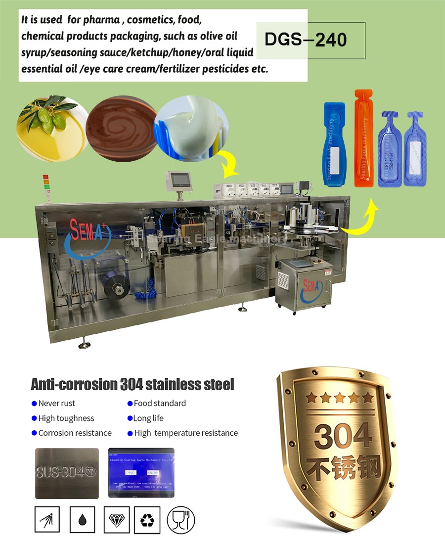 Fully automatic plastic ampoule filling and sealing machine for labelable oral liquid