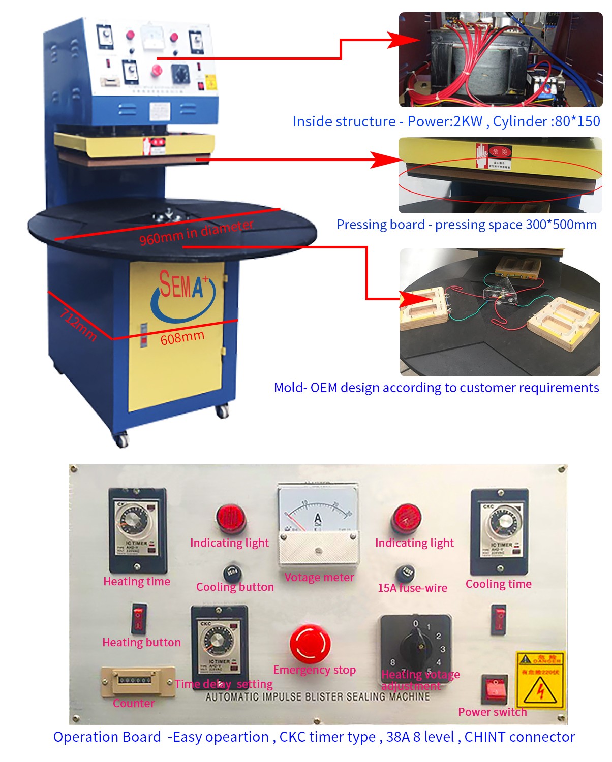Turntable heat sealing machine for plastic blister and clamshell