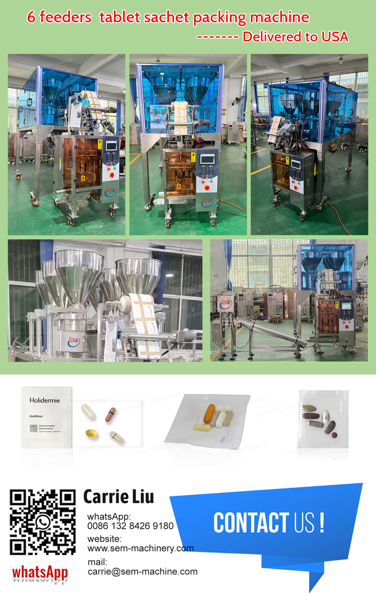 6 feeders tablet sachet packing machine——deliver to USA 