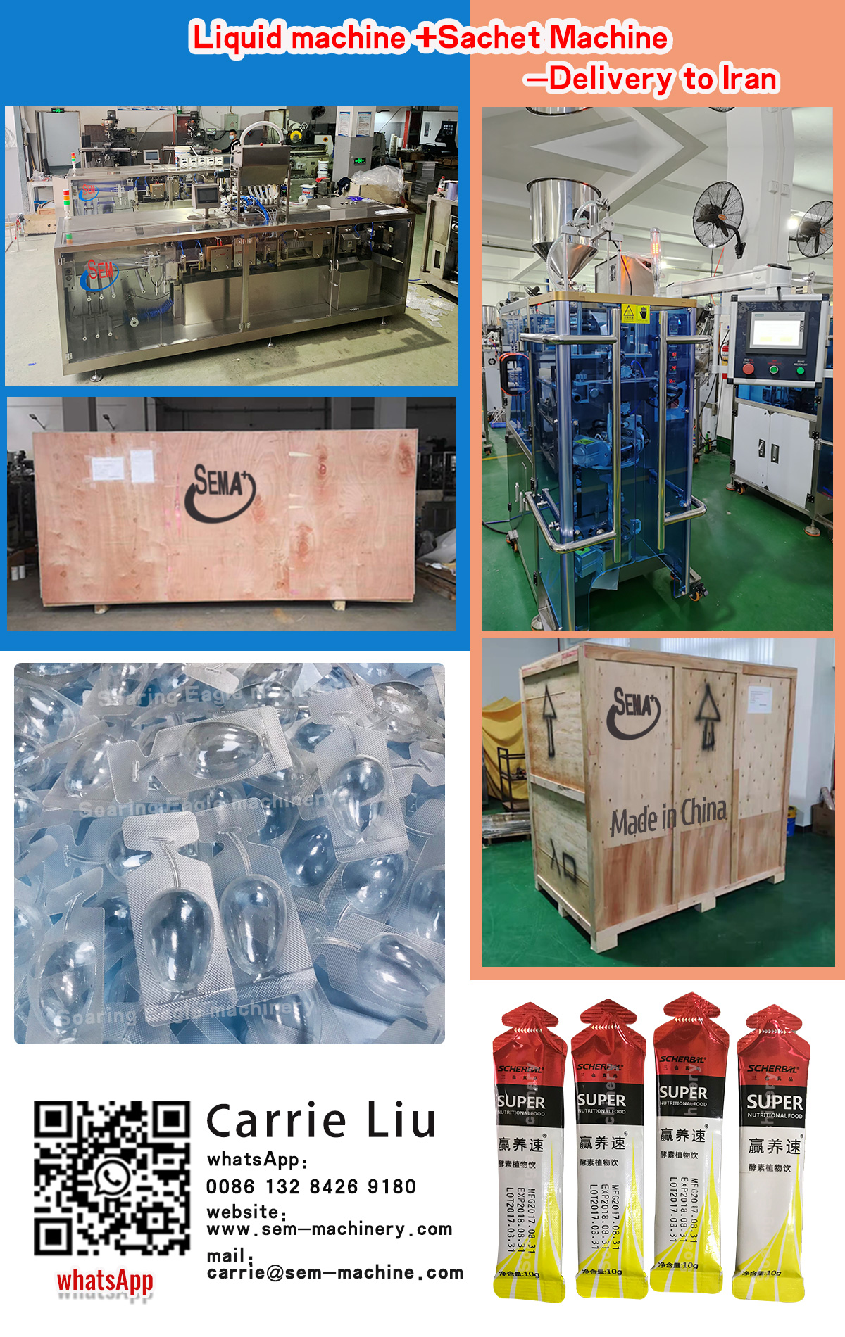 Automatic liquid packing machine and sachet packing machine—delivered to Iran