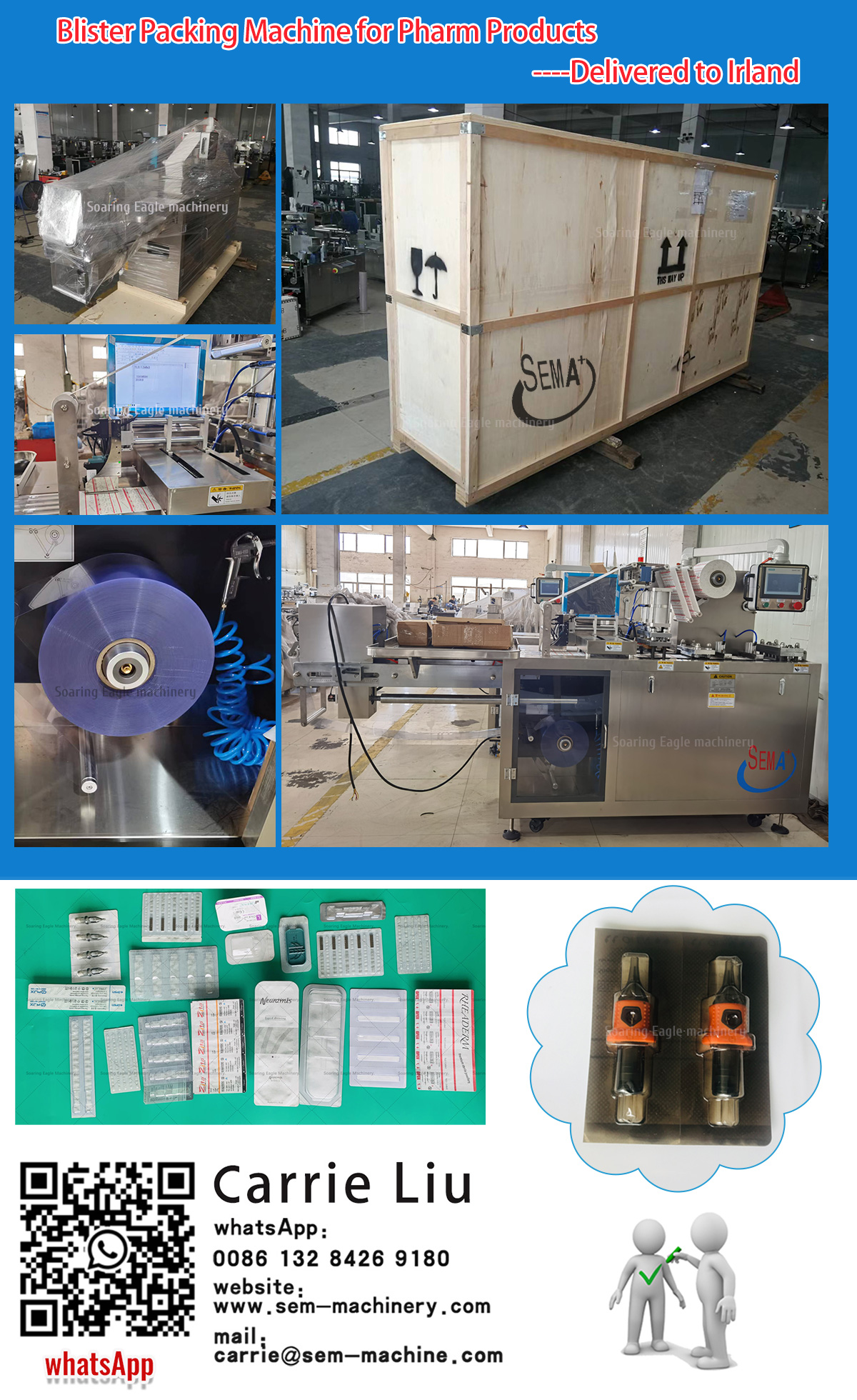 Blister packing machine for pharm products——delivered to Irland