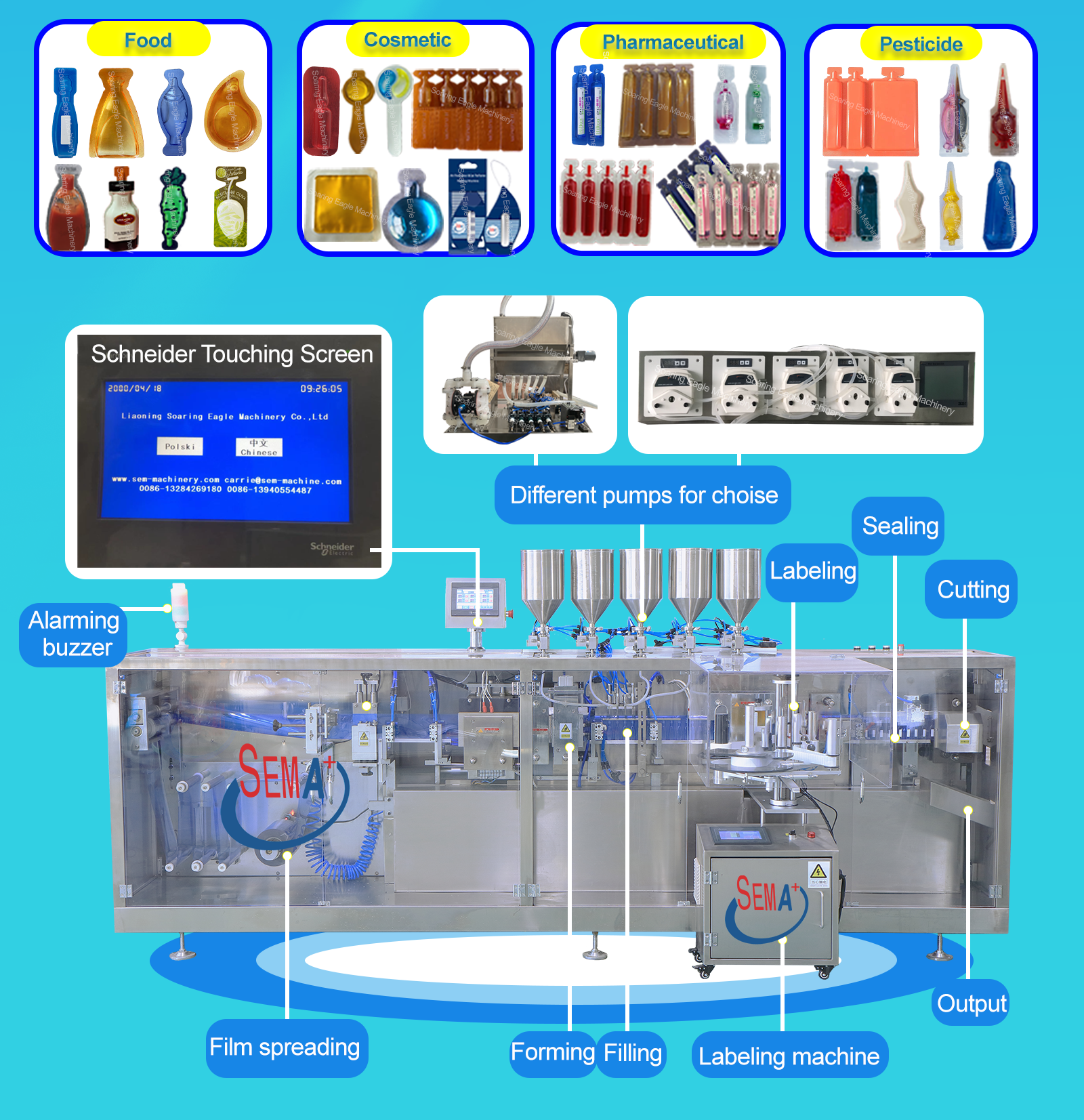 Olive oil liquid 14ml 9ml shaped liquid forming filling sealing packing machine with labeling machine