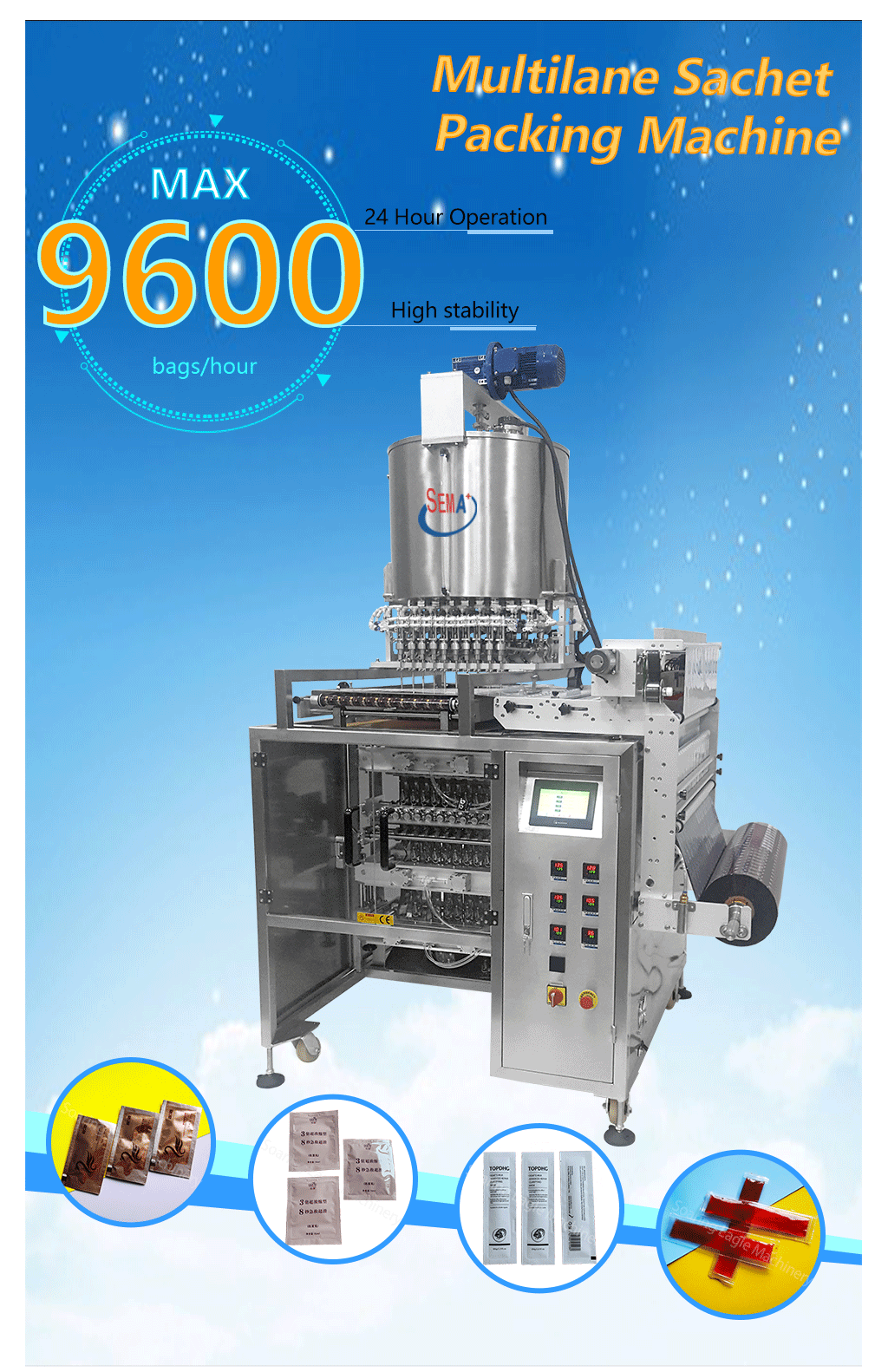 High Speed Multi lanes liquid cream ketchup forming filling sealing sachet packing machine