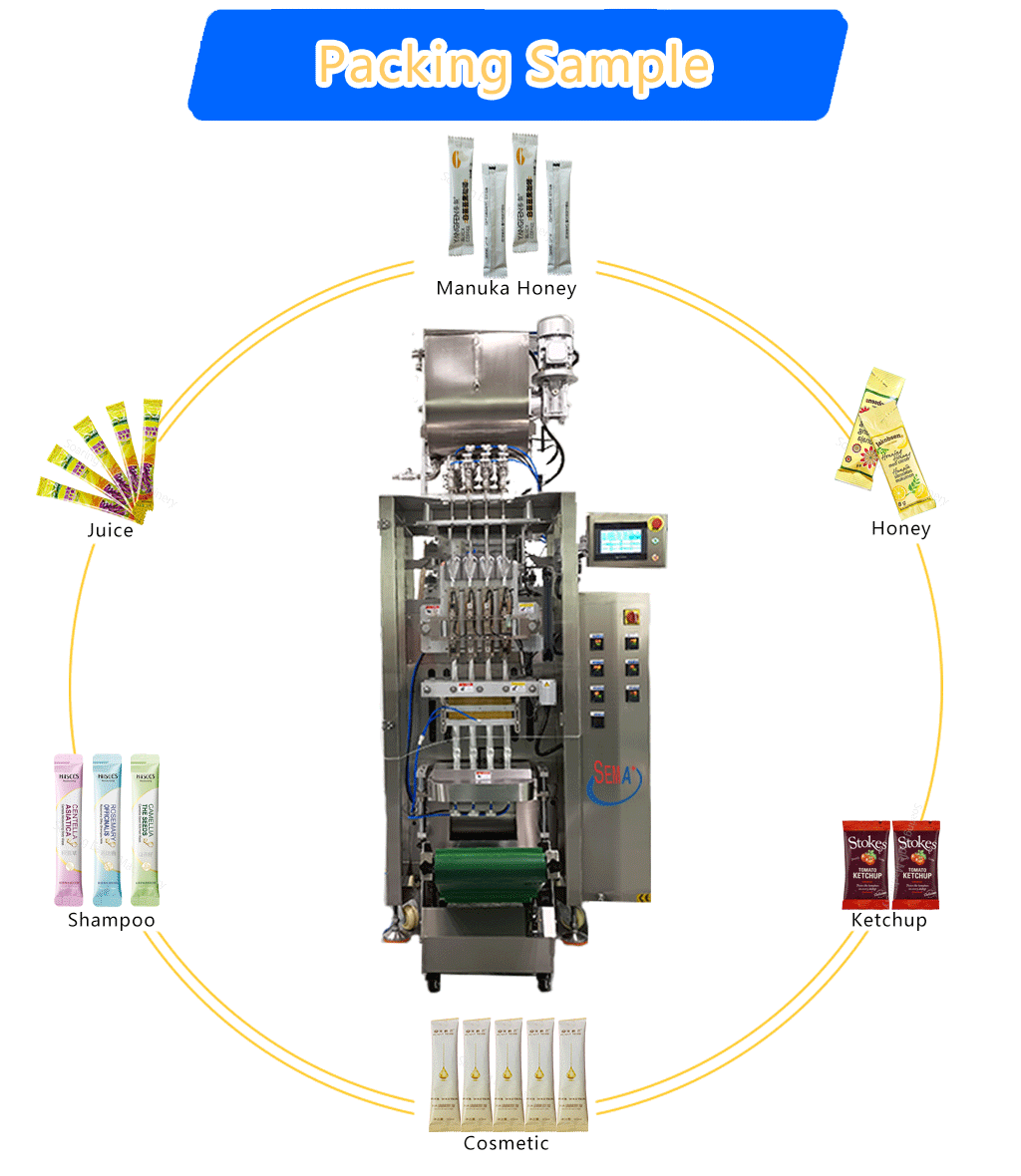 Multi lanes high quality juice olive oil liquid cream shampoo honey 4 6 8 10 lanes sachet packing machine