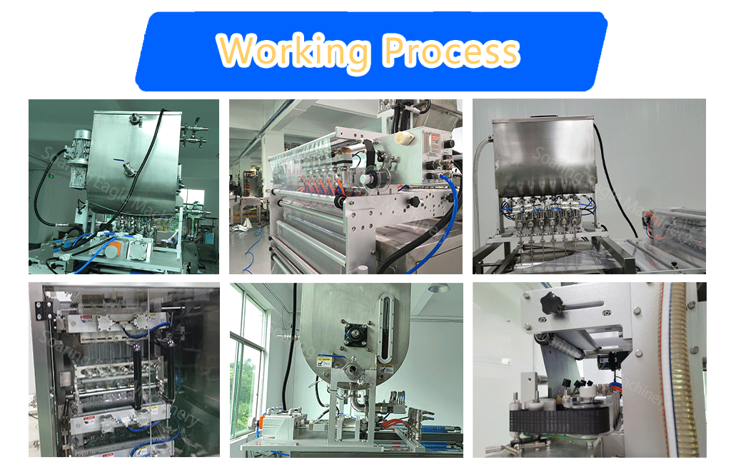 Automatically liquid mouthwash 4 6 8 lanes forming filling sealing sachet packing machine