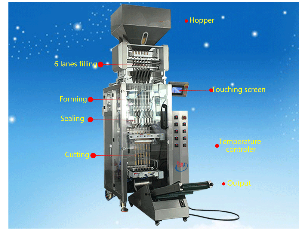 Multi lanes granule salt suger filling sachet packing machine