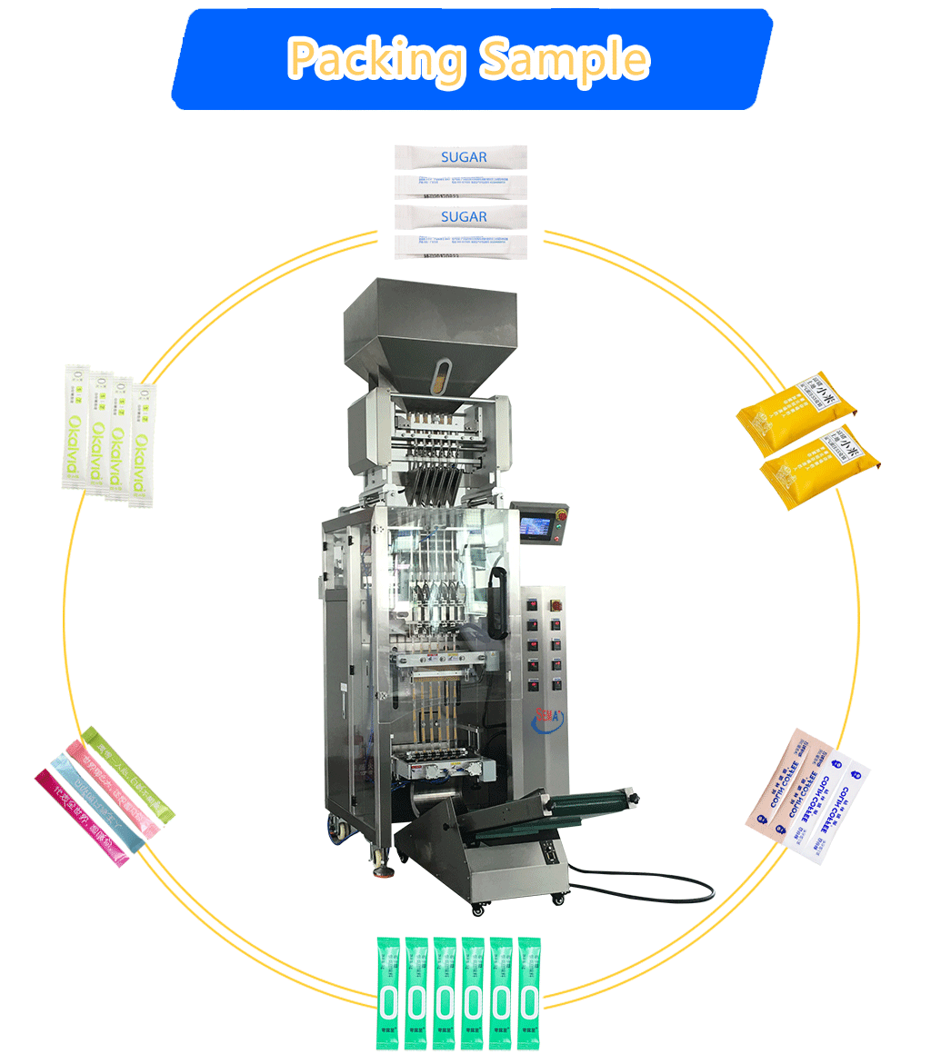 Multi lanes granule salt suger filling sachet packing machine