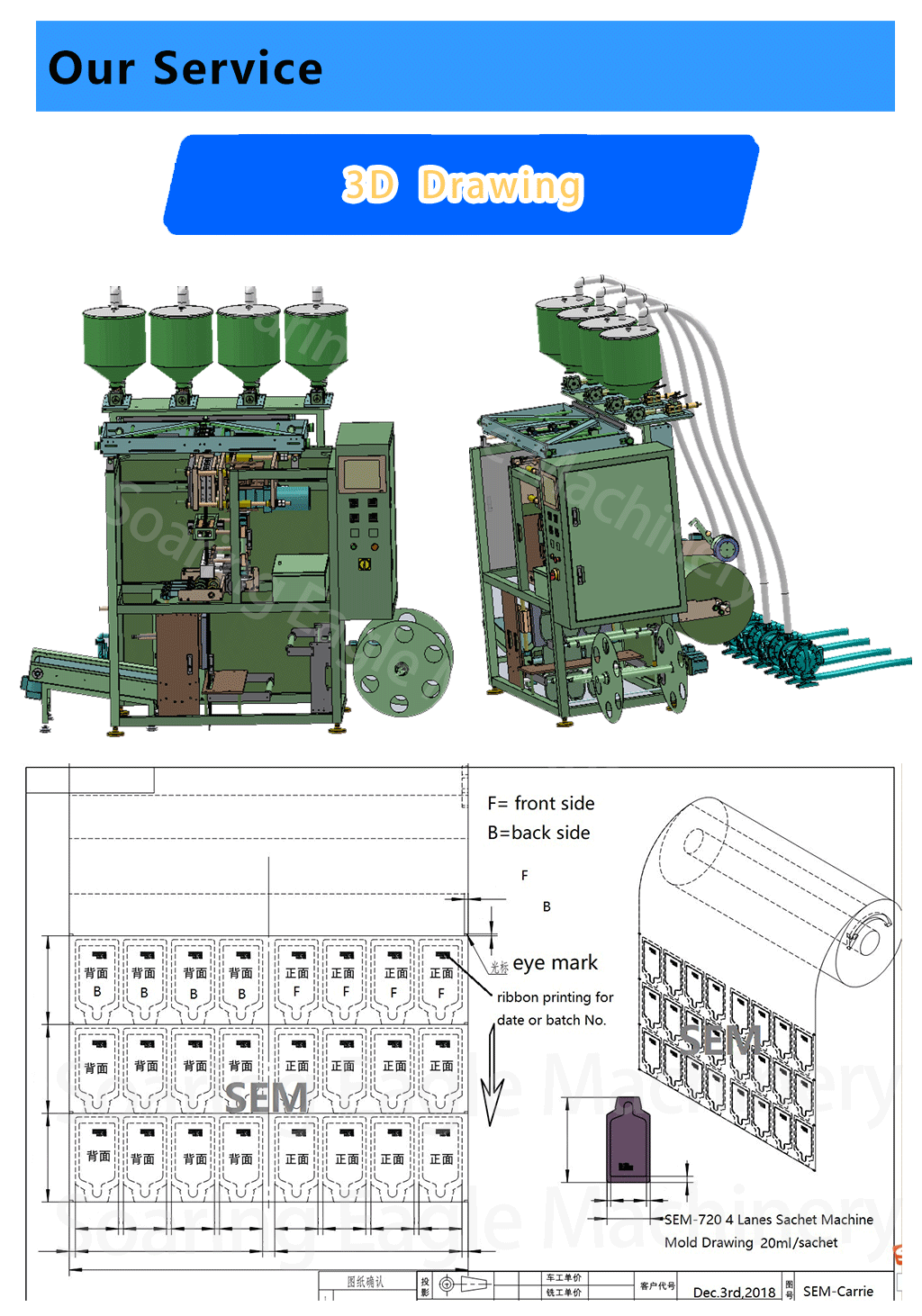 Multilanes 2 4 lanes shaped liquid cream sachet packing machine