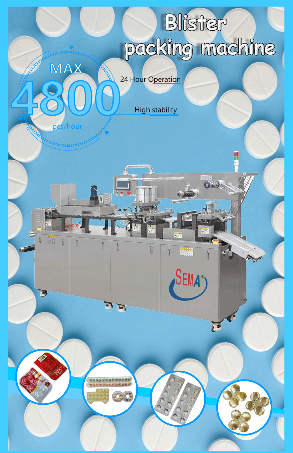 High speed fully automatic flat plate capsule pills candy filling sealing packaging tablet blister packing machine