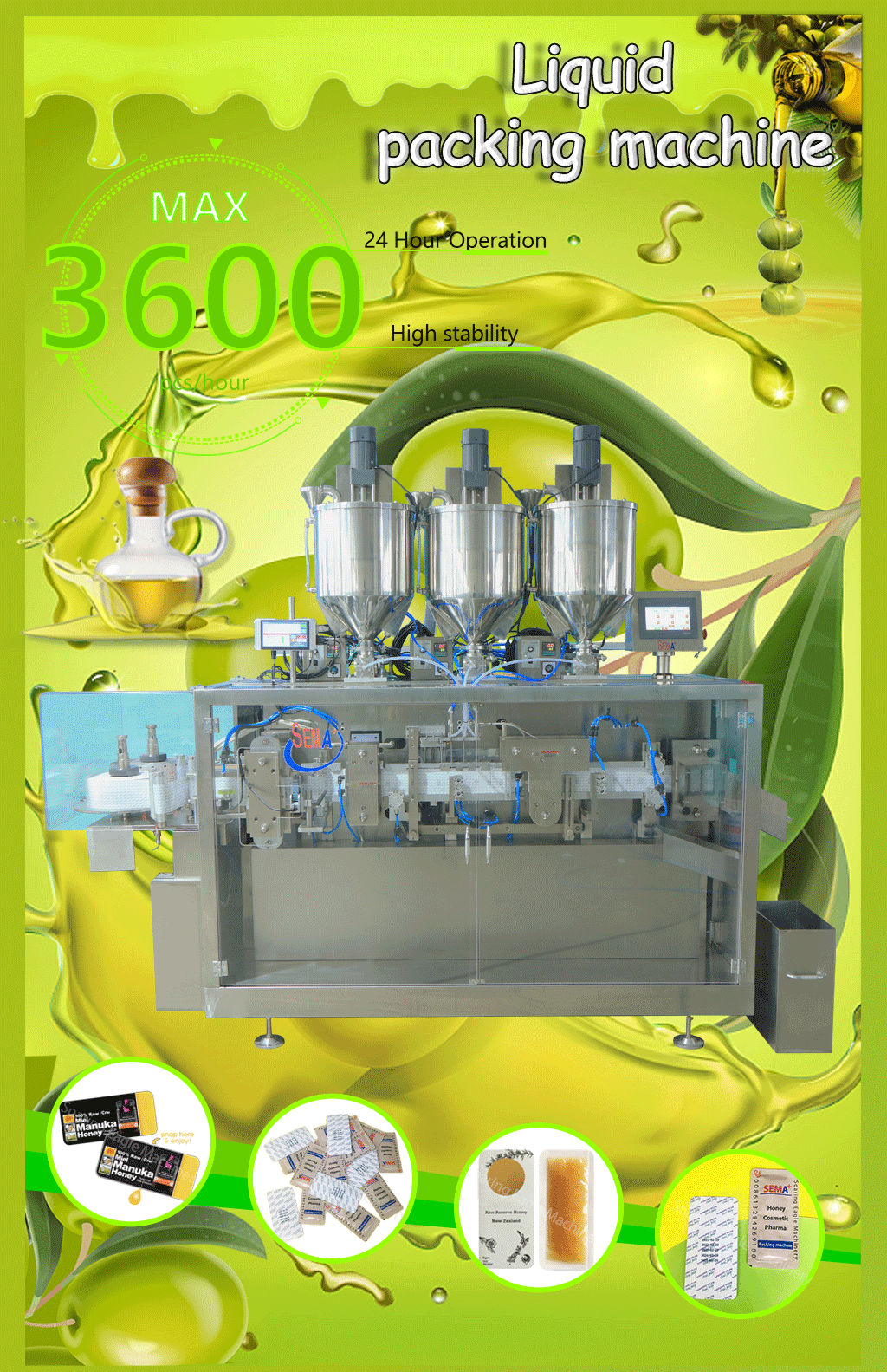 Automatic olive oil sauce ketchup snap pocket card type honey easy open sachet form fill seal packing machine