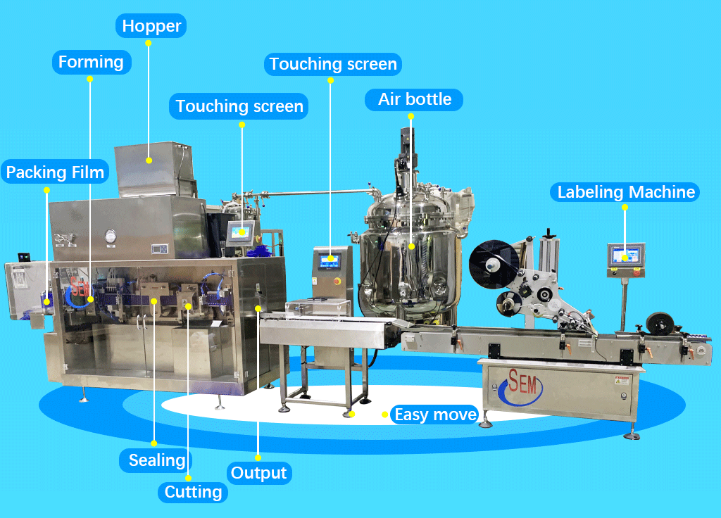 Automatic plastic ampoule filling machine with automatic weighing labeling and cartoning auxiliary equipment packaging line