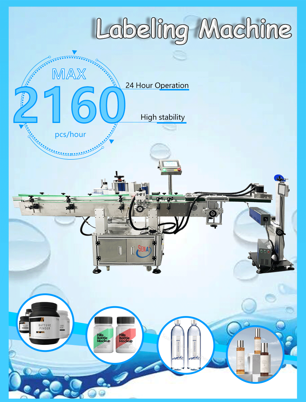 Full Automatic drinks cosmetic liquid capsule medicine bottle labeling machine