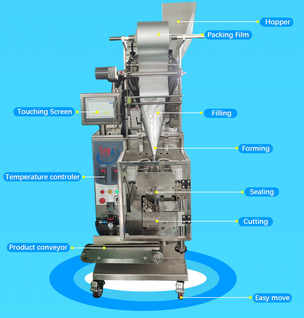 High speed milk coffee powder 4 side sealing sachet packing machine