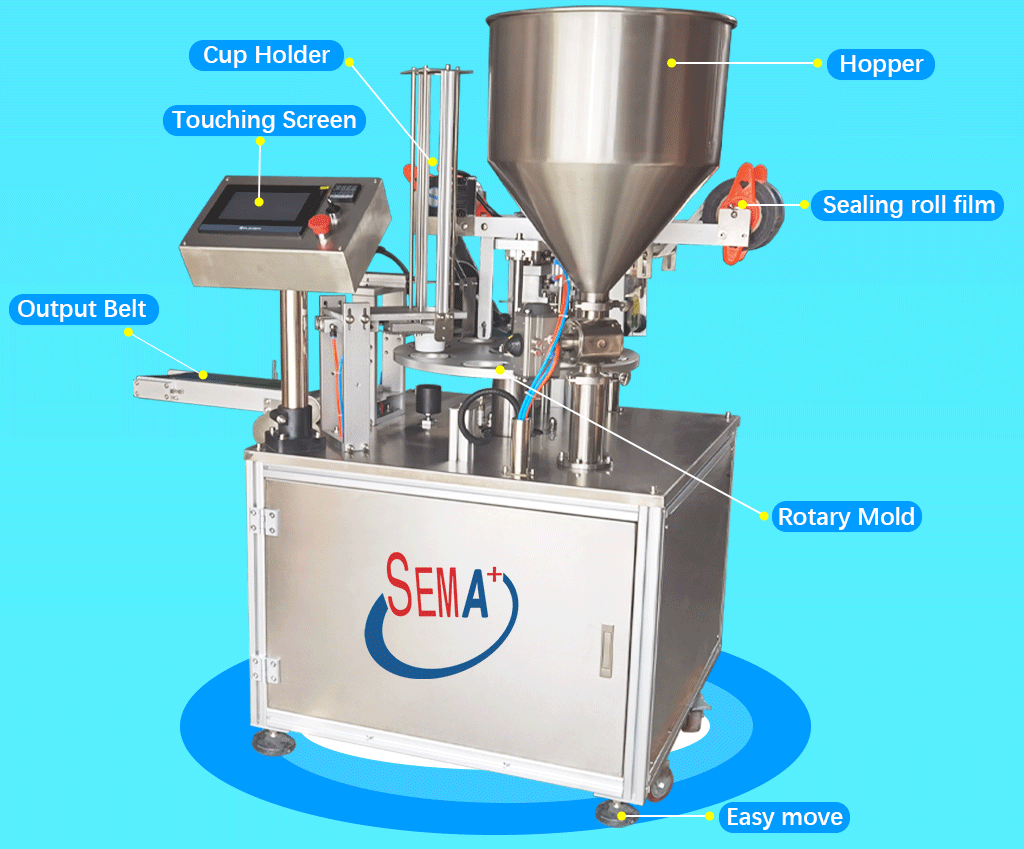 Rotary plastic and paper cup filling sealing machine automatic for sauce jam water juice yogurt