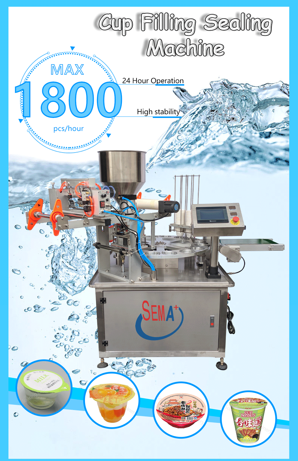 Automatic Jelly Yogurt Ice Cream Juice Sugar Honey Rotary Cup Filling Capping Sealing Machine