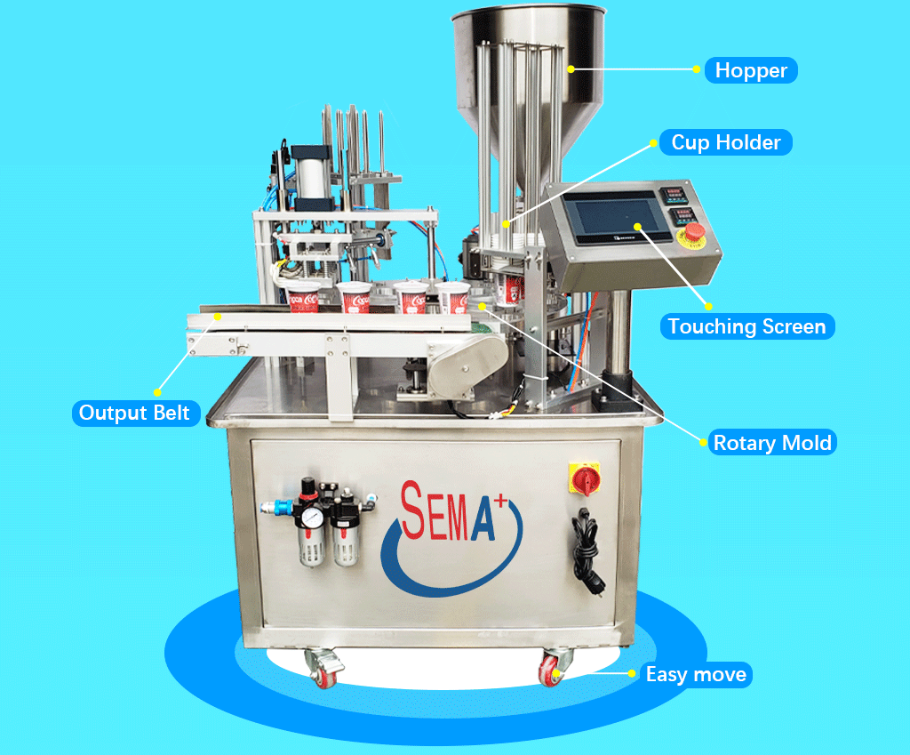 Rotary plastic and paper cup filling sealing machine automatic for sauce jam water juice yogurt