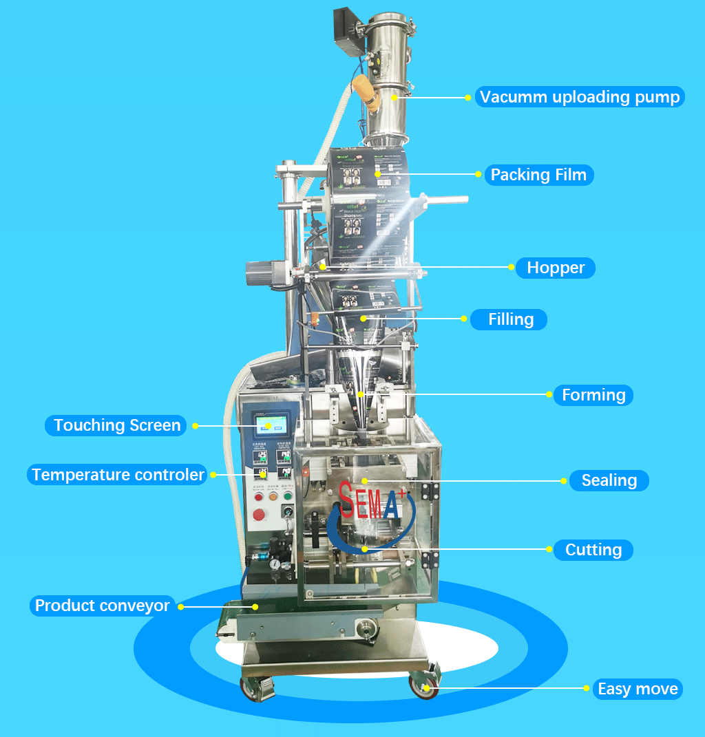 Automatic 10g 20g 100g small sachets mushroom powder jaggery powder milk powder bag packing machine