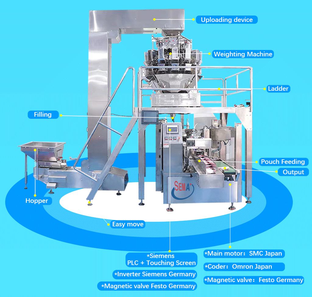 High speed small snack fertilizer crisp french fries pet food tea spaghetti pasta zipper bag packing machine