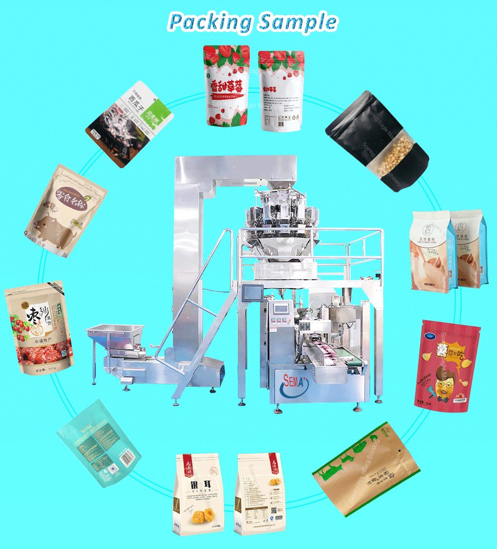 High speed small snack fertilizer crisp french fries pet food tea spaghetti pasta zipper bag packing machine