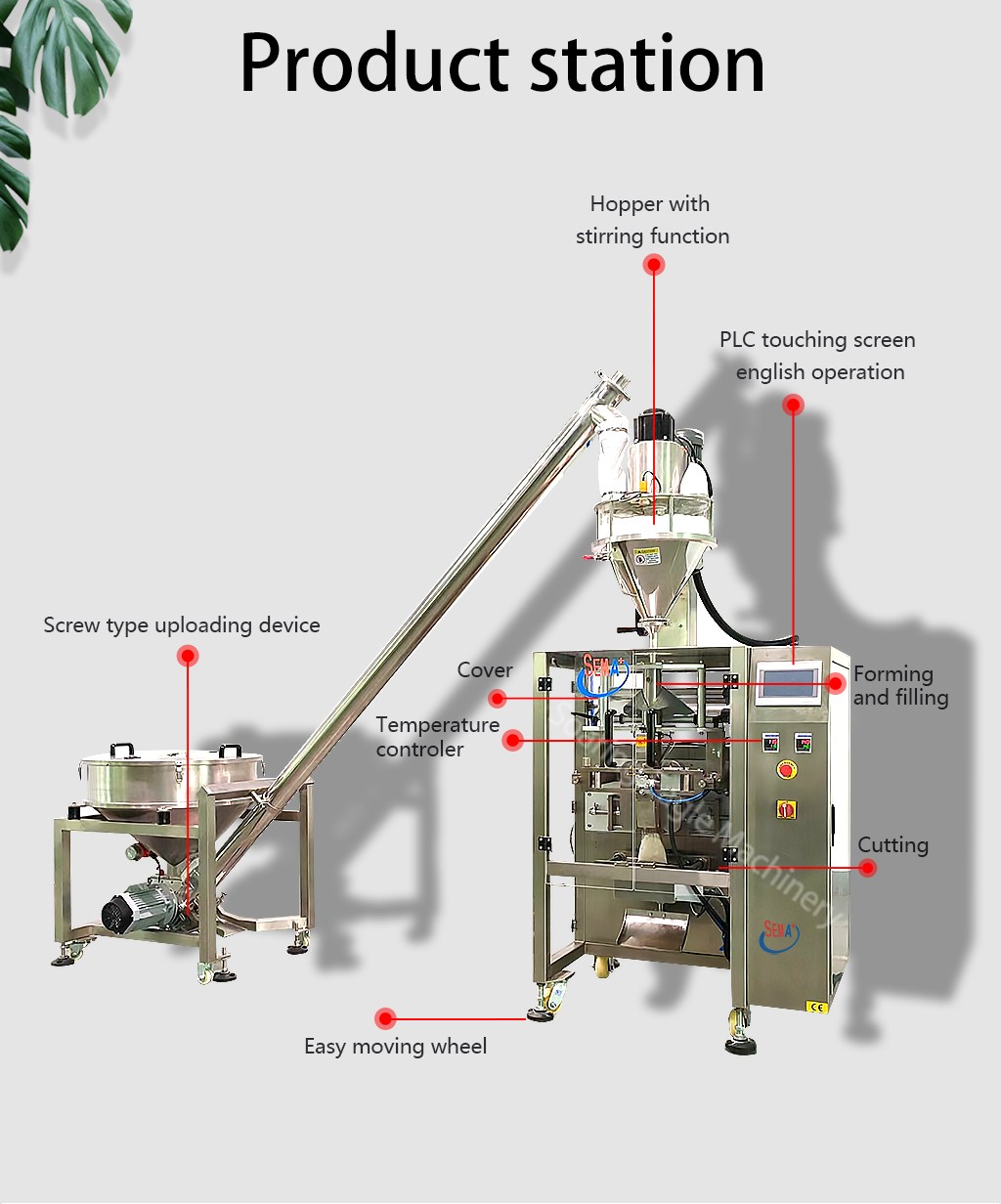 Automatic vertical wheat flour pouch powder filling machine 1kg 2kg 5kg 10kg flour sachet packing machine