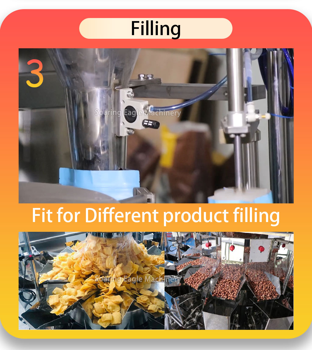 Automatic Weighing Z-type Feeding Potato Chip Snack Filling and Sealing Sachet Packing Machine