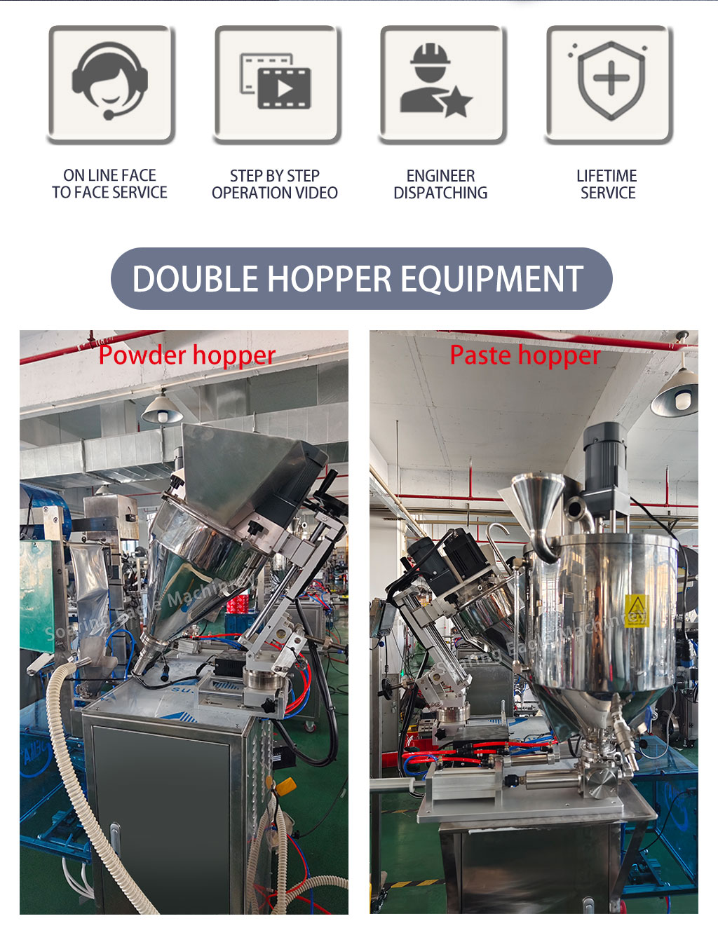 Powder and Paste Duble Pump Packaging Machine Forming Filling and Sealing Sachet P Machine
