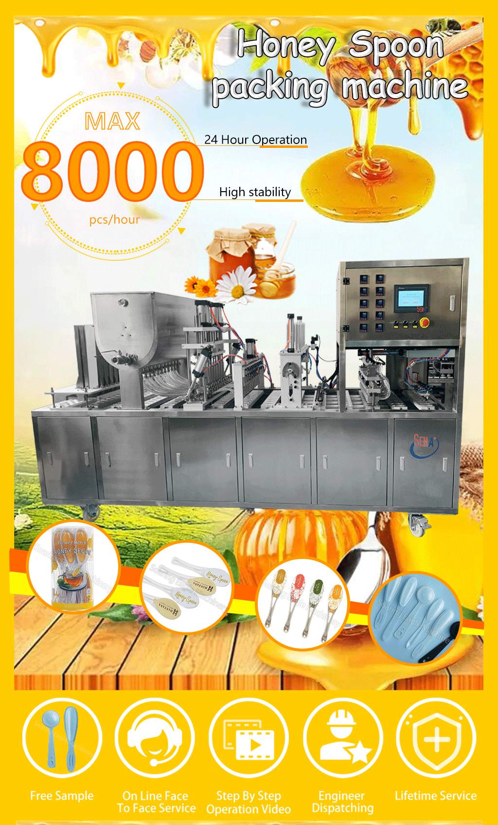 High Accuracy Automatic Small Honey Spoon Filling Sealing and Packing Machine