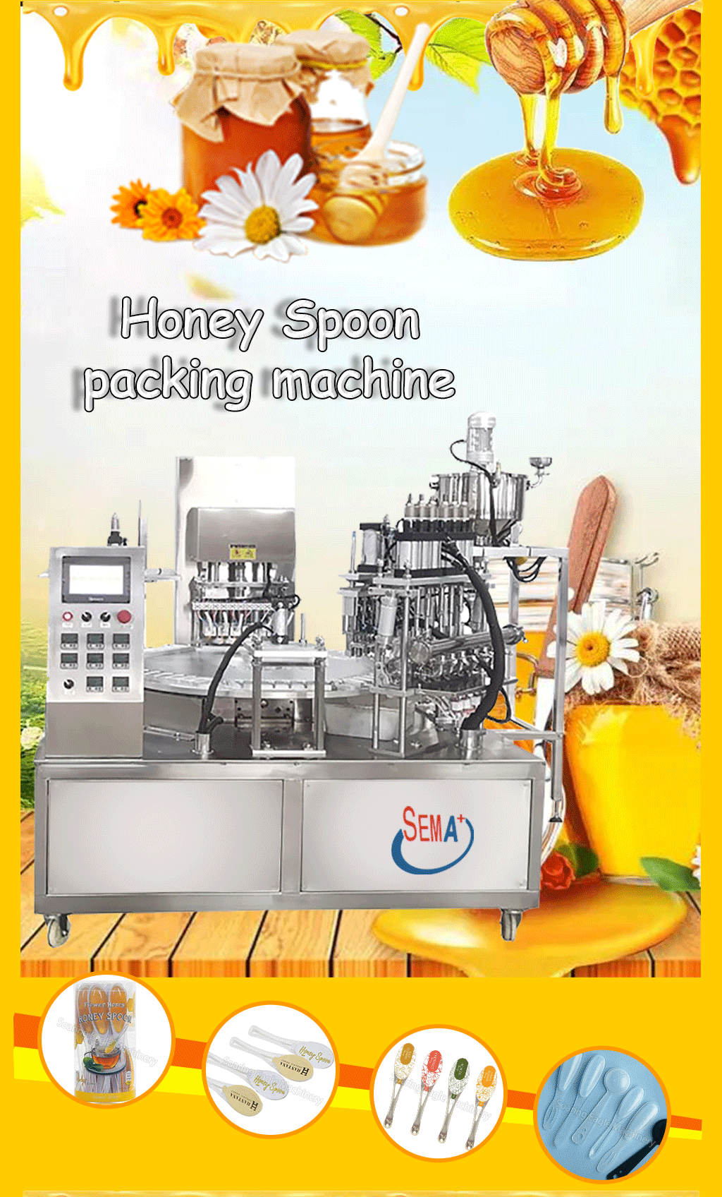 Linear Type Customized Honey Spoon Filling and Sealing Machine Packing Machine
