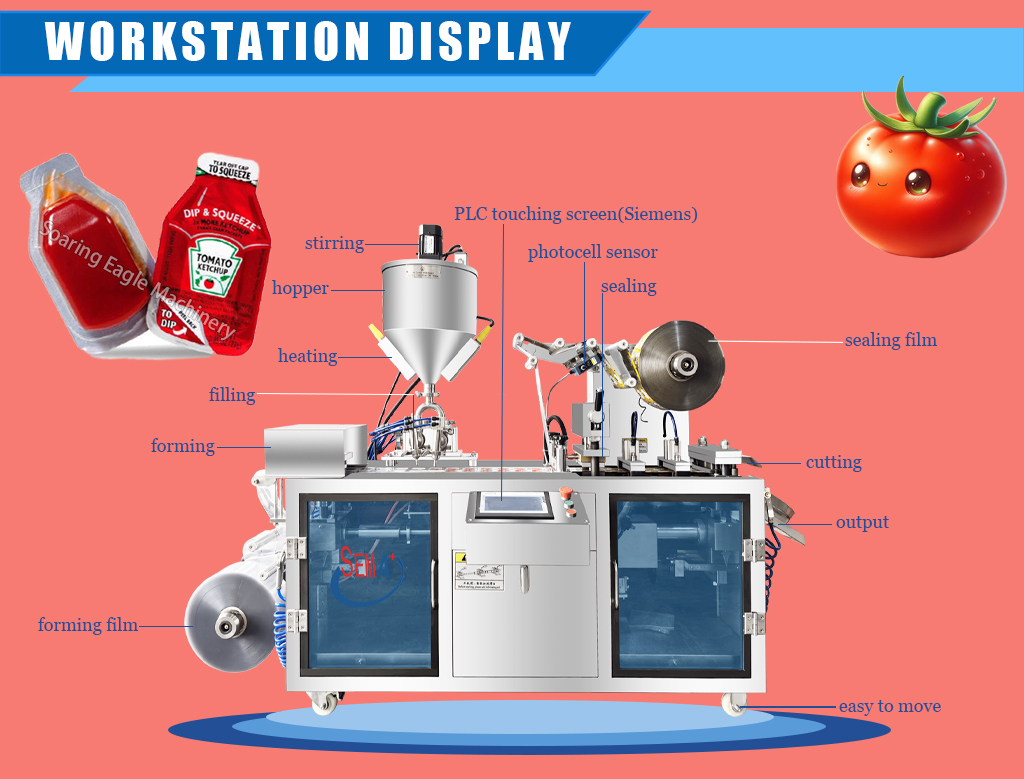 DPP-80 Fully Automatic Honey Packaging Mayonnaise with Seeds Small Blister Packing Machine