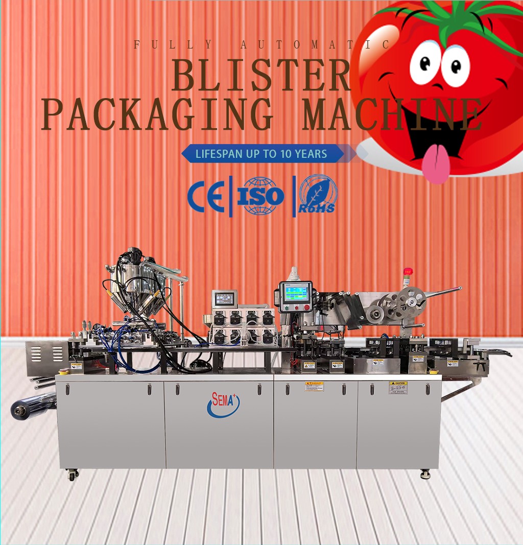 Automatic Blister Food BBQ Sauce Heart-shaped Honey Cream Chocolate Liquid Blister Filling Sealing Blister Packaging Machine