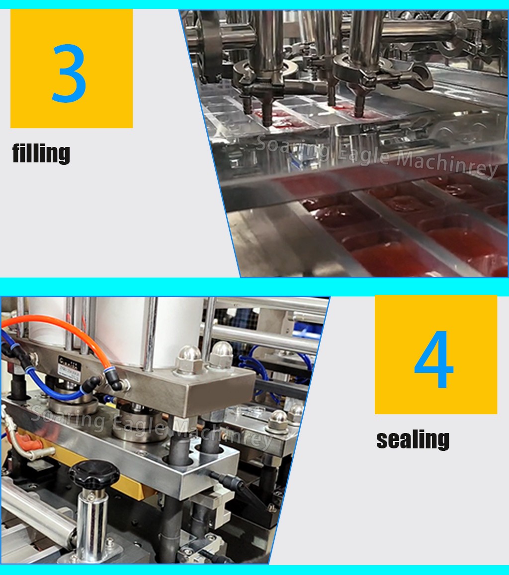 Automatic Blister Food BBQ Sauce Heart-shaped Honey Cream Chocolate Liquid Blister Filling Sealing Blister Packaging Machine