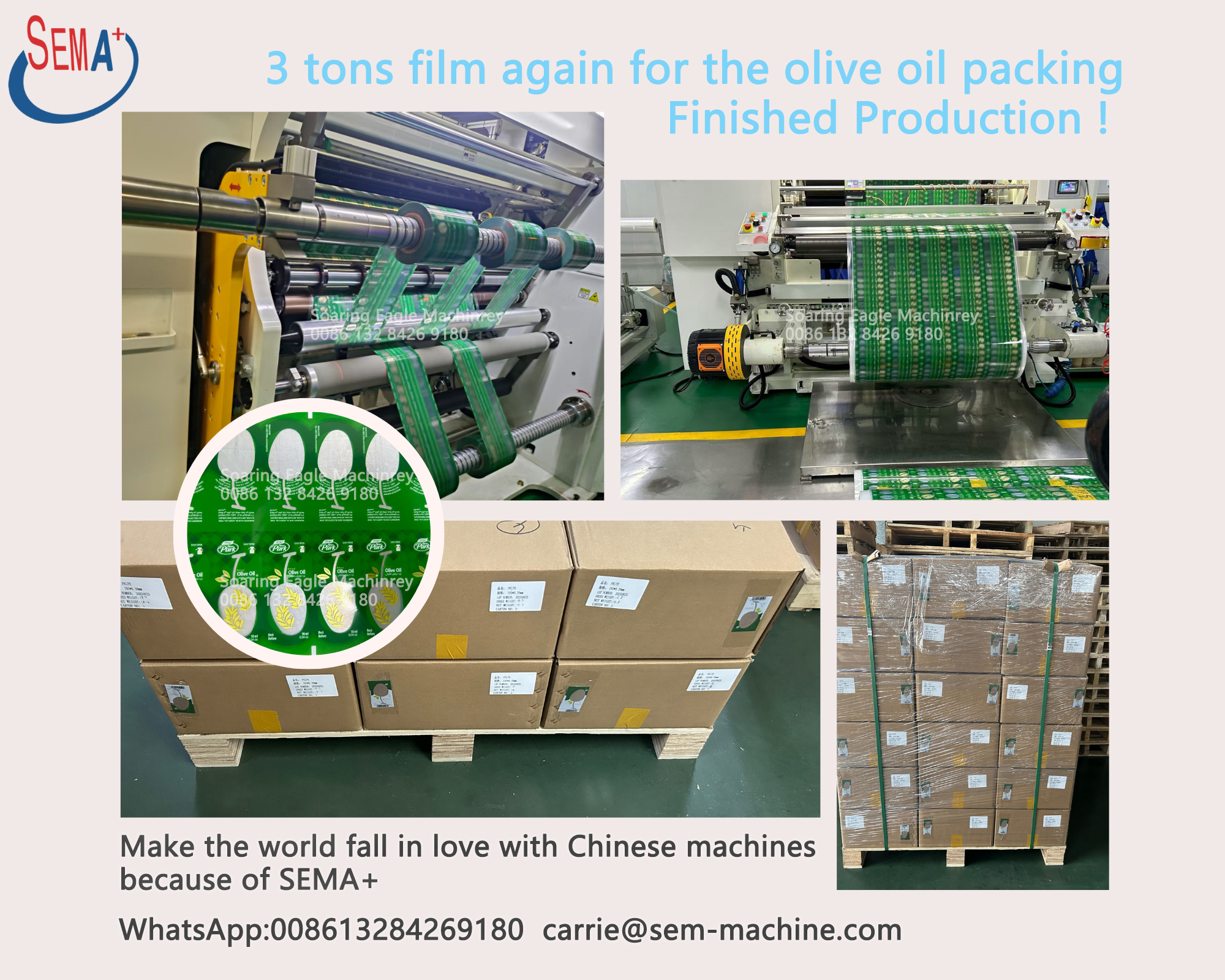 Sending packaging materials to olive oil customers