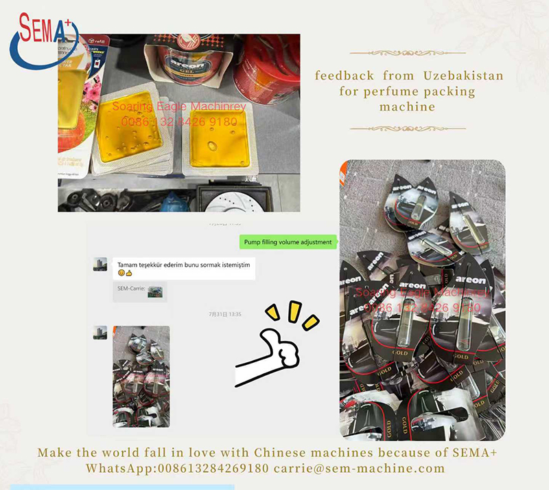 feedback  from  Uzebakistan for perfume packing machine