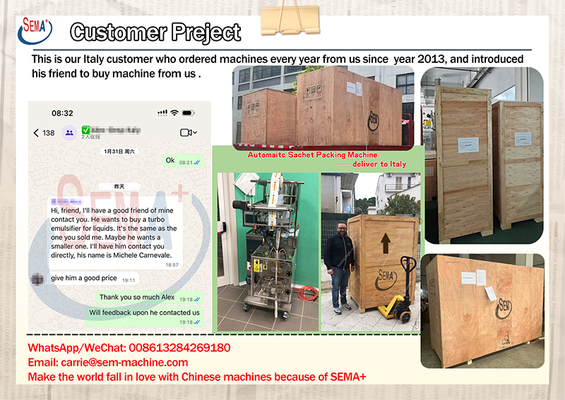 This is our Italy customer who ordered machines every year from us since year 2013, and introduced his friend to buy machine from us.