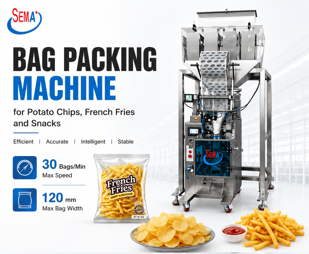 SEMA Fully Automatic Vertical Puffed Food Bag Packaging Machine for Potato Chips