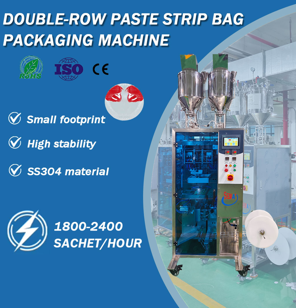Automatic Two Pumps Shaped Bag Paste Cosmetic Samples Serum Face Cream Eye Cream Sachet Packing Machine