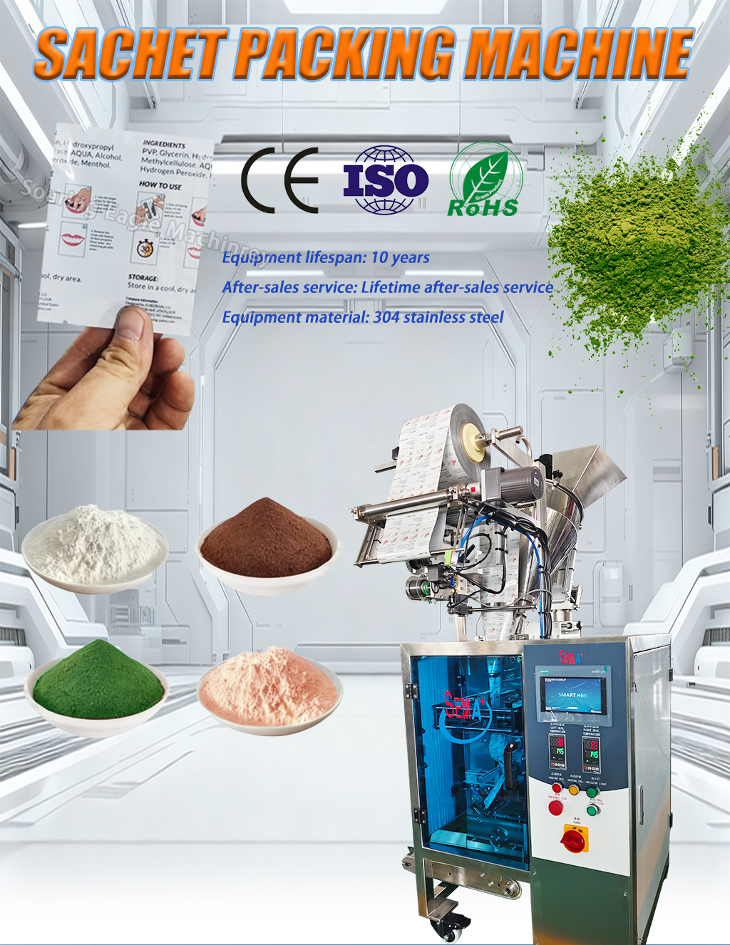 Pack Equipment Bags Seal Small Pouch 4 Side Seal Filling Automatic Protein Powder Coffee Powder Sachet Packing Machine