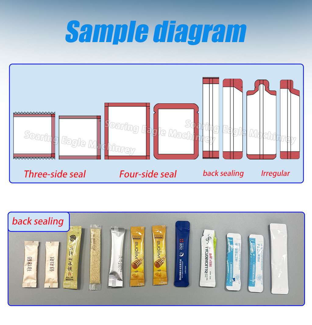 Smaller Automatic Paste Double Heat Sealin Four-Side Seal Pouch Filling Electric Food Sachet Packing Machine