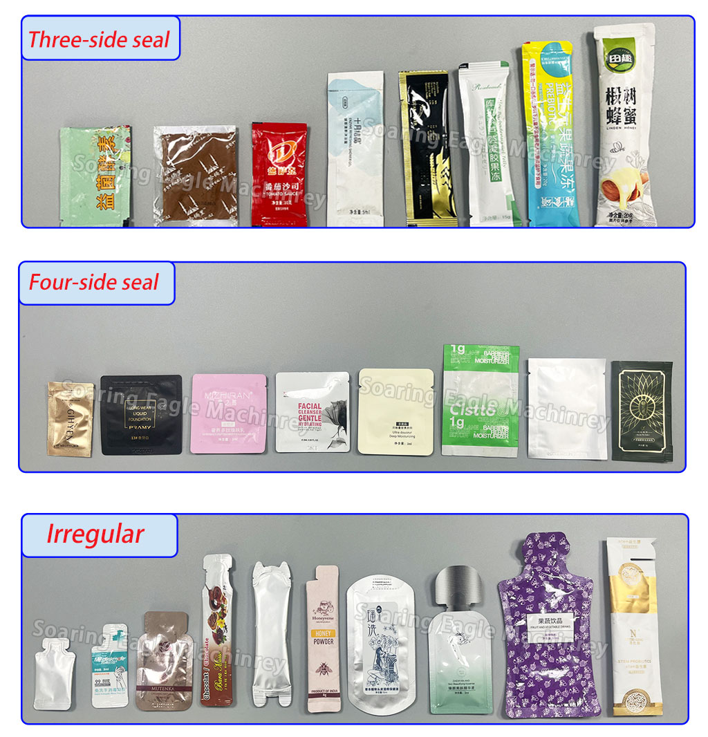 Smaller Automatic Paste Double Heat Sealin Four-Side Seal Pouch Filling Electric Food Sachet Packing Machine