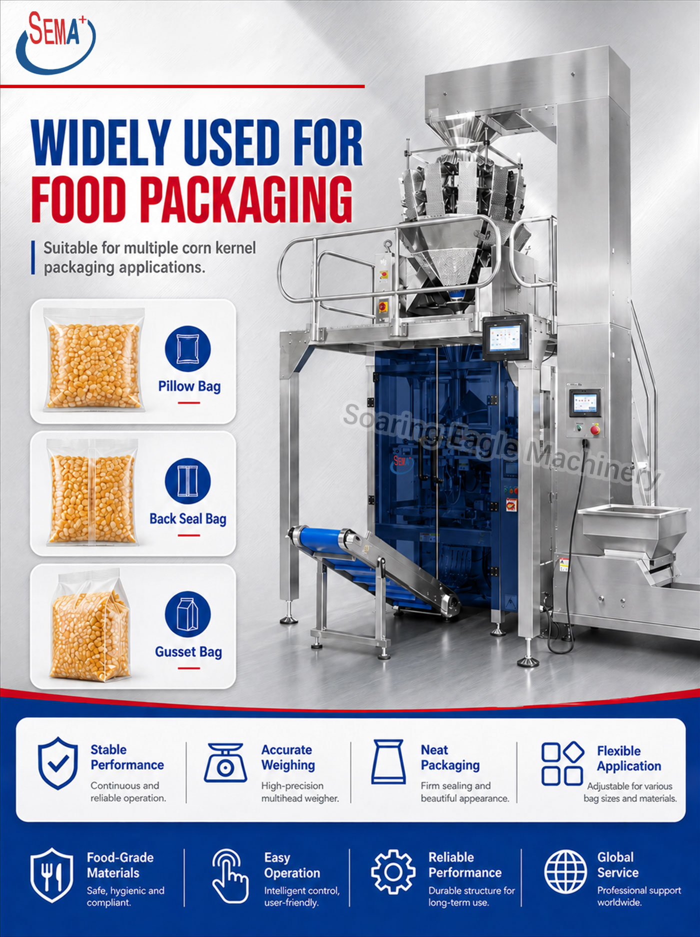 Automatic Multihead Weigher VFFS Pouch Bag Packing Machine for Corn Kernels Automatic Multihead Weigher VFFS Pouch Bag Packing Machine for Corn Kernels