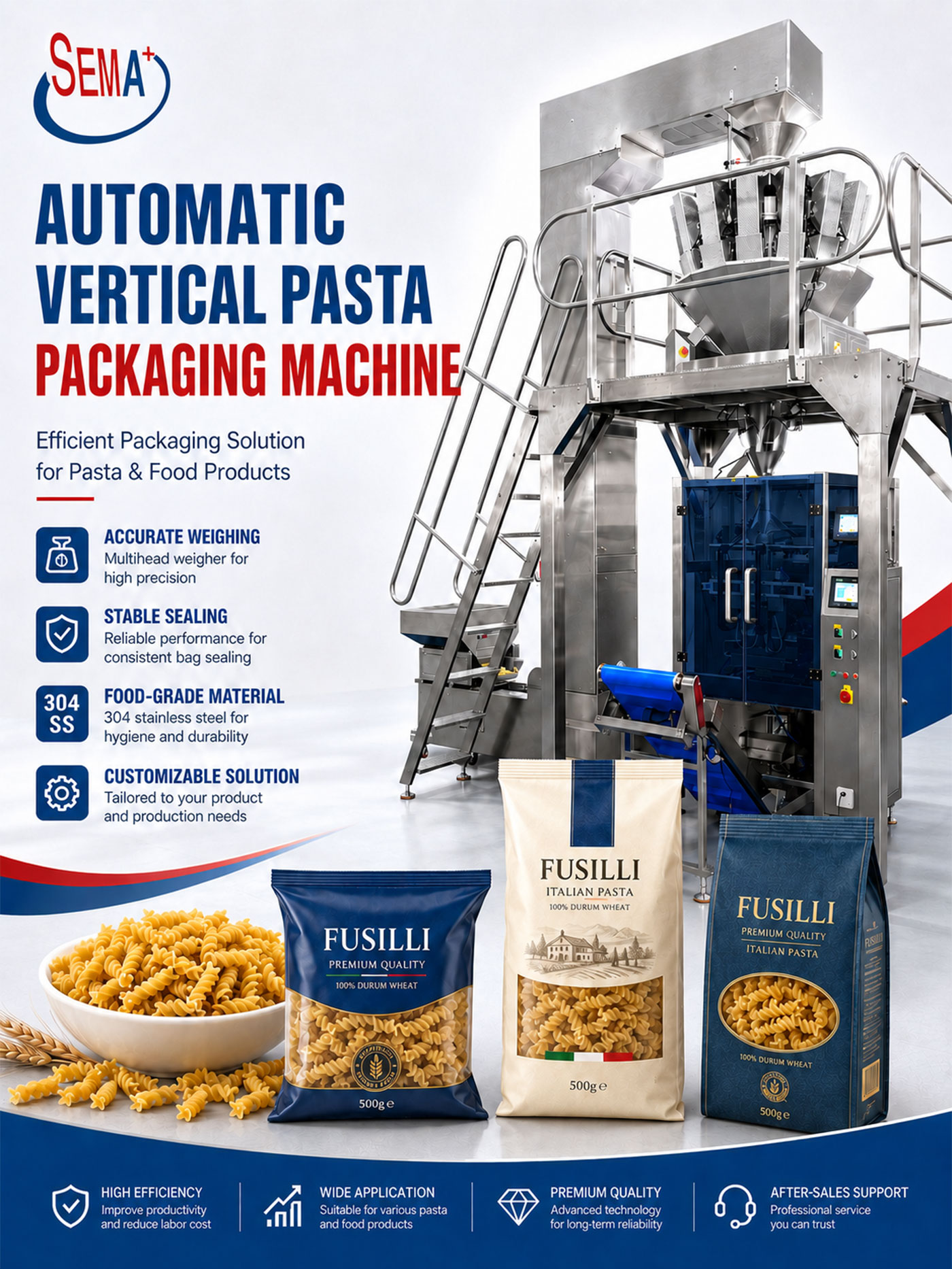 Automatic VFFS Macaroni Pouch Bag Packing Machine with Multihead Weigher Automatic VFFS Macaroni Pouch Bag Packing Machine with Multihead Weigher