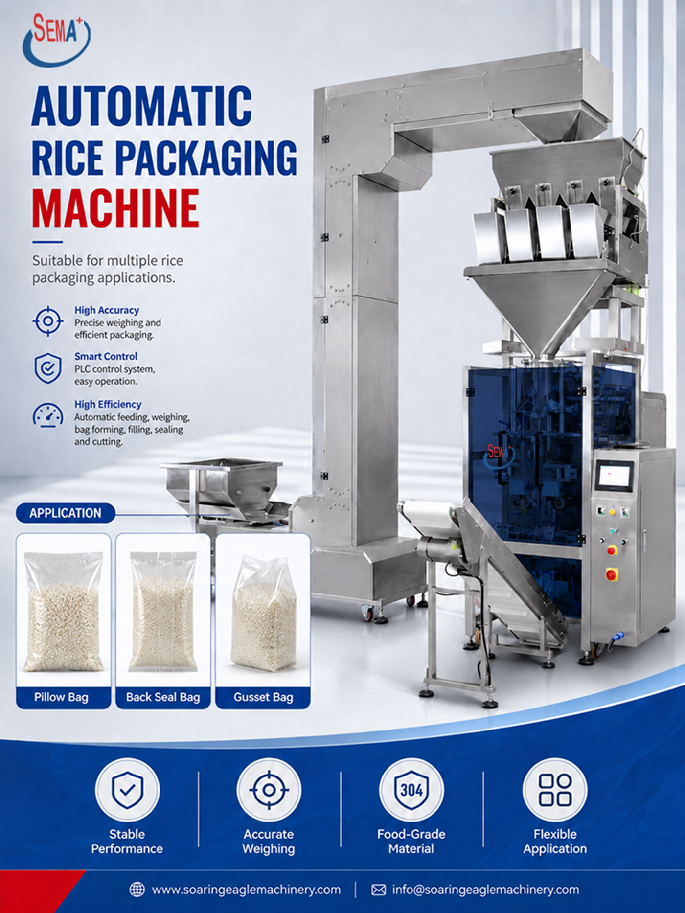 Automatic VFFS Pouch Bag Packing Machine for Rice and Grains Automatic VFFS Pouch Bag Packing Machine for Rice and Grains